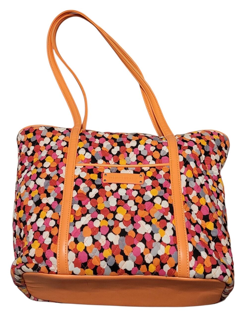 Vera Bradley Trimmed Vera Tote in the vibrant retired "Pixie Confetti" print EUC